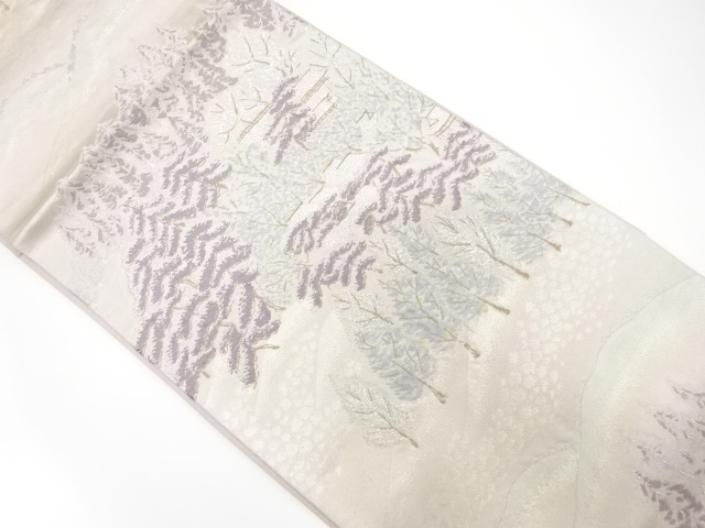 JAPANESE KIMONO / ANTIQUE FUKURO OBI / SILK / WOVEN TREES